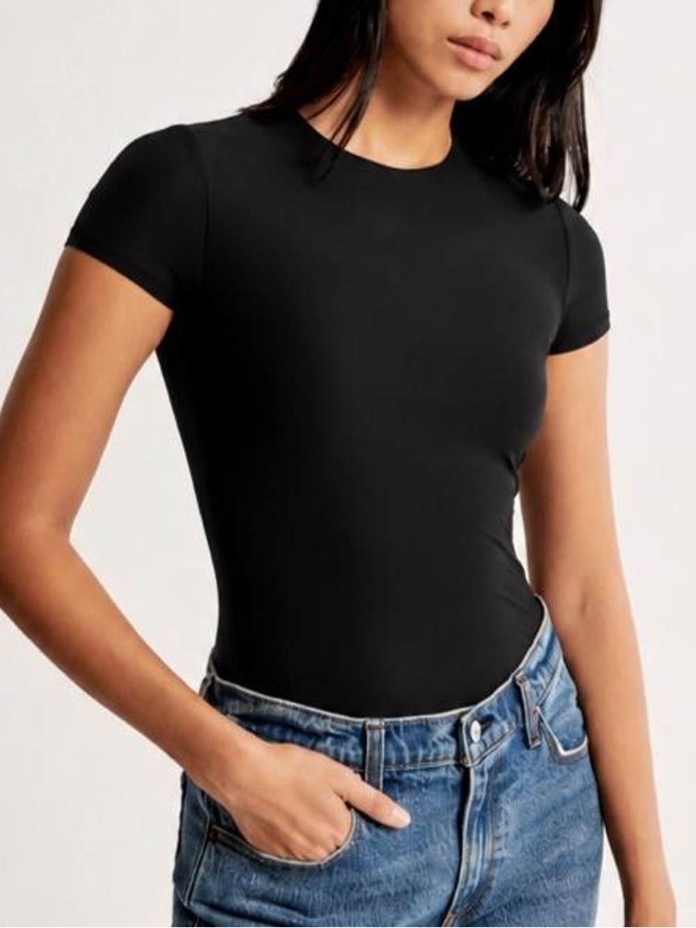 Abercrombie & Fitch Seamless Shortsleeve Bodysuit Black Size Small NWT